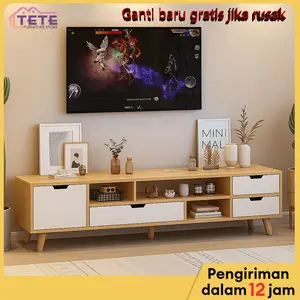 TETE_2 LemariTV Modern Minimalis Gaya Nordic Kayu Solid Lemari Penyimpanan Multifungsi Rak Elegan Hemat Ruang untuk Ruang Tamu Kamar Tidur Meja TV Sederhana Rak Film Cabinet TV UnitTV Cabinet Media Console dengan Laci dan Pintu Storage Organizer Furniture