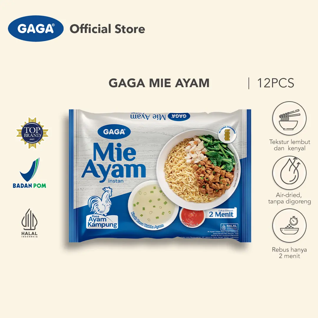 Gaga Mie Ayam 65gr - 12 Pcs