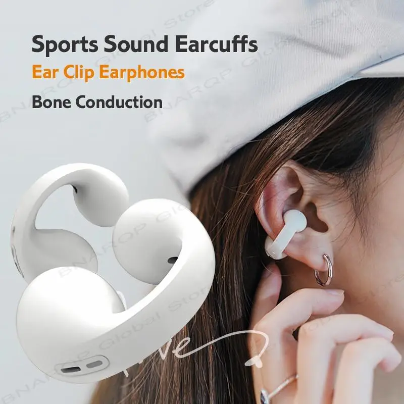 Earphone 5.3 Bluetooth Konduksi Tulang Anting-Anting Headphone Nirkabel Headset Tahan Air TWS Earbud Olahraga Kait Telinga dengan Mikrofon peredam earphones headphones wireless