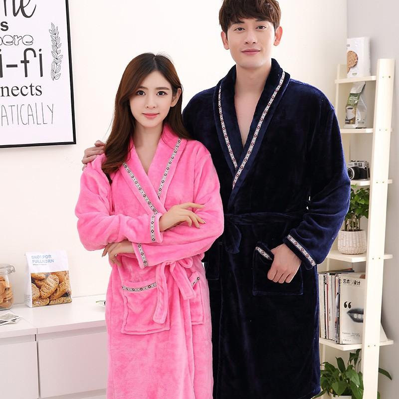 Product Introduction of [Jennifer]Lovers Winter Flannel Bathrobe for Men Women Bath Robe Sexy Bridesmaid Robes 14