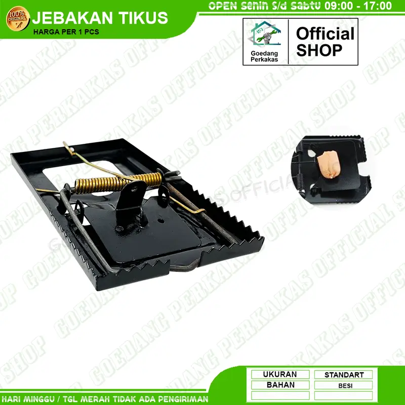Perangkap Jebakan Tikus Besi Hitam 17Cm / Jepretan Tikus Besar 0