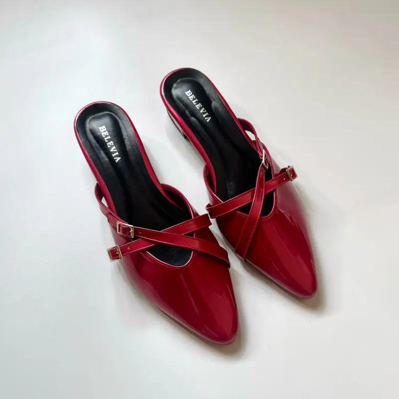 BELEVIA | Shiny Sandal Mules | Sandal Wanita Shoes 3