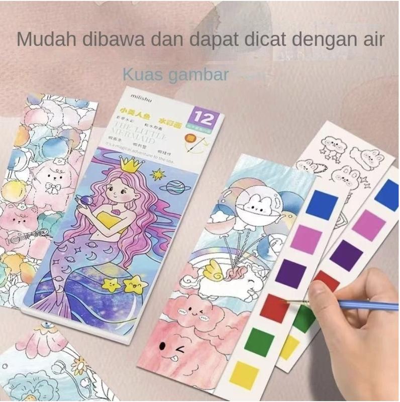 Buku Gambar Lukis Anak Cat Air | Buku Melukis Mewarnai Cat Air Isi 8 ...