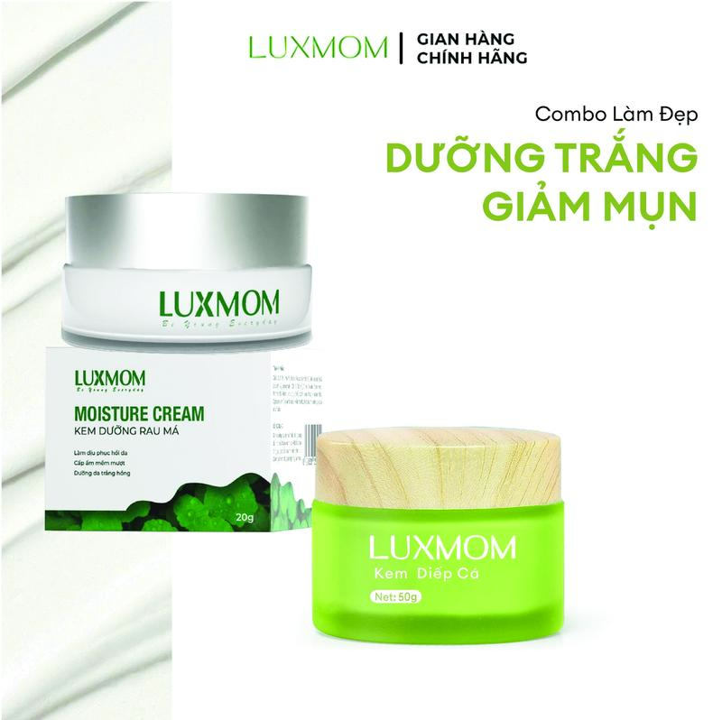 Combo Kem Diếp Cá + Kem Dưỡng Rau Má Luxmom - Hỗ Trợ Giảm Mụn, Giảm Nám, Dưỡng Trắng Da, Cấp Ẩm Chuyên Sâu