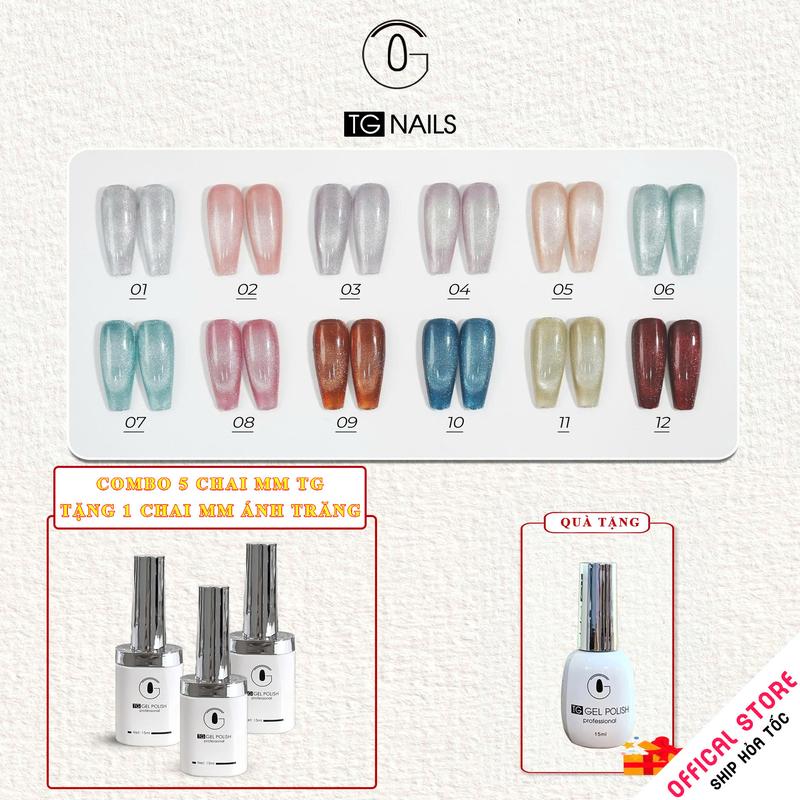 Sơn mắt mèo kim cương TG lẻ siêu sáng cọ tròn chai 15ml