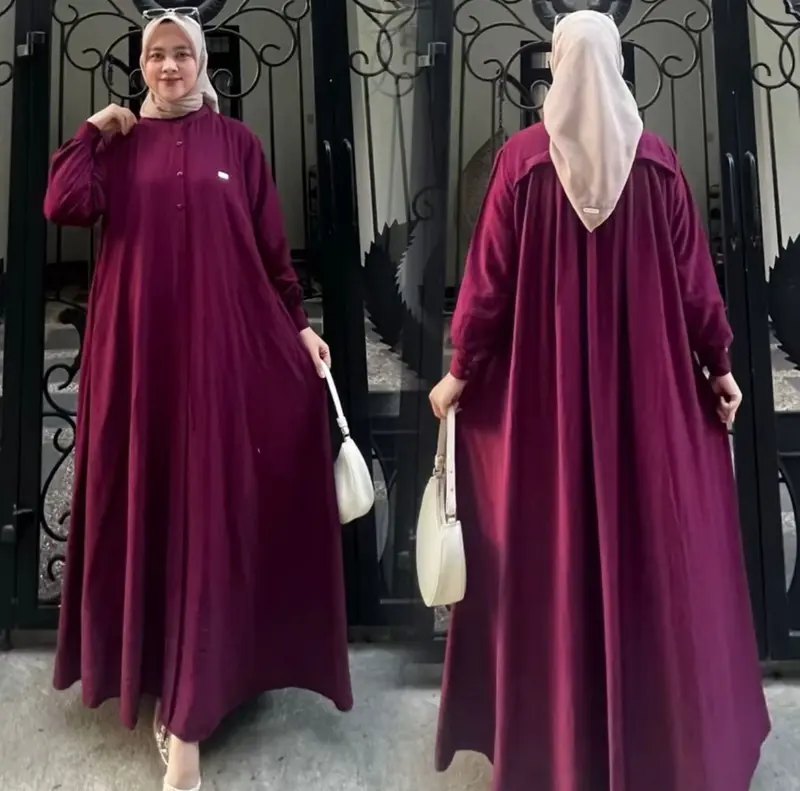 Vanila dress polo linen gamis Lebaran terbaru 2025 Muslim Wanita 0