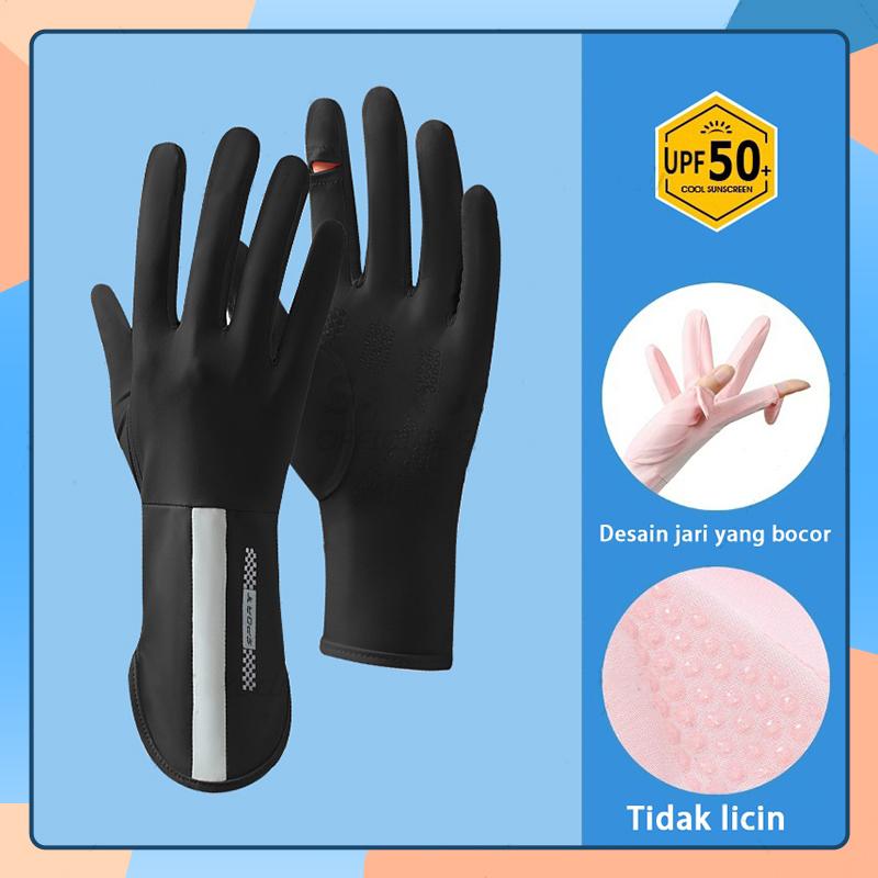 Product Introduction of (COD) Sarung Tangan Motor UV Sepeda Pria Wanita Ice Silk Gloves Anti Slip Es Sutra Nyaman dan Bernapas Cewek Anti Air Touch Screen 0