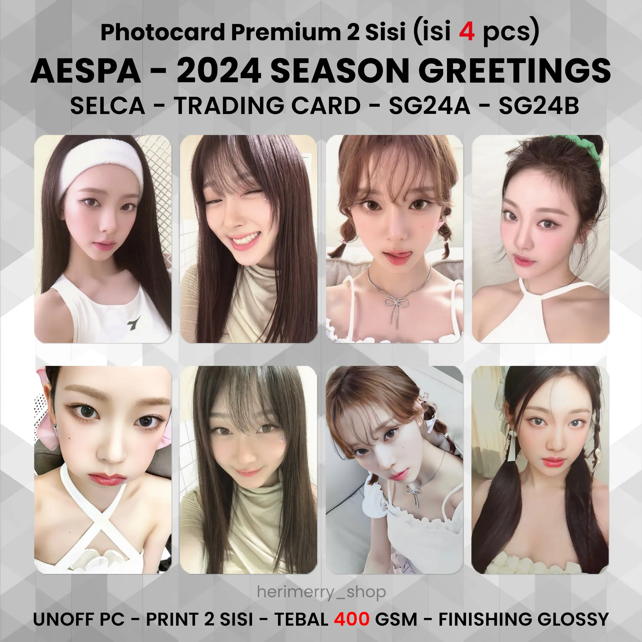 (ISI 4 PCS) Photocard AESPA 2024 Season Greeting 2025 - Potocard PC Premium 2 Sisi Kartu Kpop Merch Unofficial