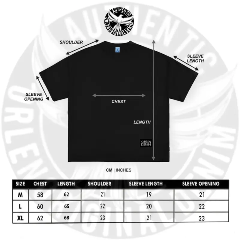 ORLEN DENIM | Boxy Fit Kaos Oversized Tshirt Black Pria dan Wanita Cotton Combad 20s 1