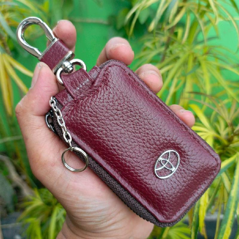 dompet kunci remote keyless dan STNK mobil Toyota kulit asli dobel karet 3