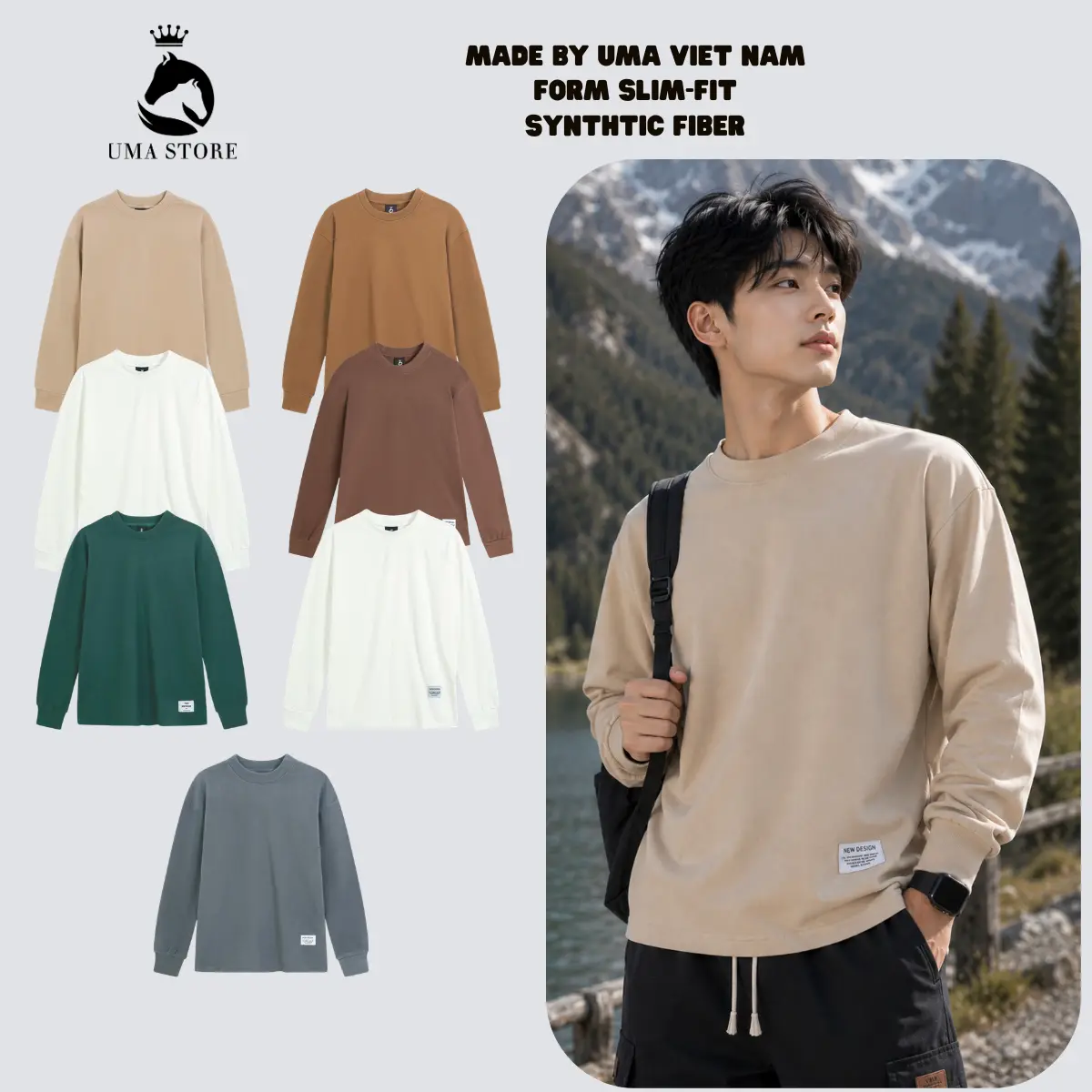 SET 3 ÁO GIỮ NHIỆT LÔNG THỎ QCCC L1 nam & nữ U.M.A, co dãn 4 chiều, mịn lì tôn dáng, tôn ra (POLOUMAOR) Menswear Quần. Quần Lót Pants Đen Cổ tròn aogi  unhiet caoco