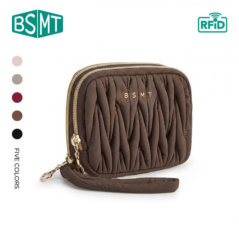 BAGSMART Ví cầm tay khóa kéo với thiết kế nhăn xếp đang
