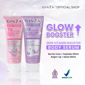 [GLOW BOOSTER ISI 2] GINZA Skin Vitamin Booster Body Serum Bright Up X Body Serum Barrier Care 180ML Mencerahkan Tubuh