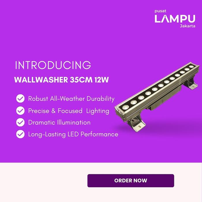 Gambar Wallwasher LED 12watt 35CM 220Volt IP66 3000k warm white 30degree dari Pusat Lampu Jakarta Kota Administrasi Jakarta Pusat Tokopedia