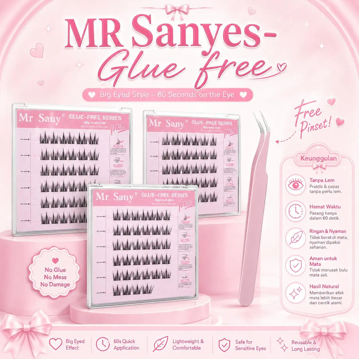 34k/2kotak (WAJIB CO 2 JANGAN 1) [LANGSUNG TEMPEL] 10 Pasang Natural Pendek Langsung Tempel • Natural Look • Ringan & Lentik • Tahan Lama • Banyak Varian Viral | Reusable Eyelash