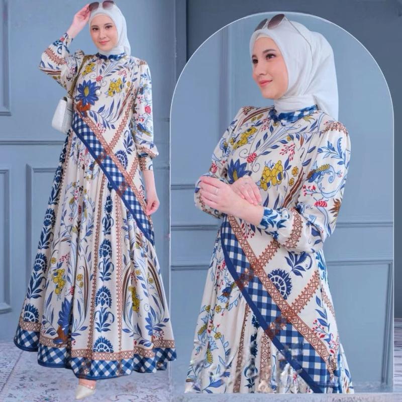 GAMIS BELISA RAYON RAMPEL TANGAN BALON LD 110 // GAMIS WANITA MUSLIMAH ...