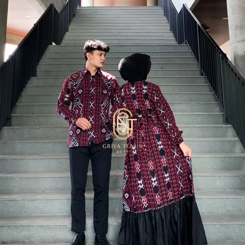 READY STOCK BAJU TENUN AZURA MARUN - BAJU TENUN LEBARAN - BAJU TENUN KONDANGAN 2