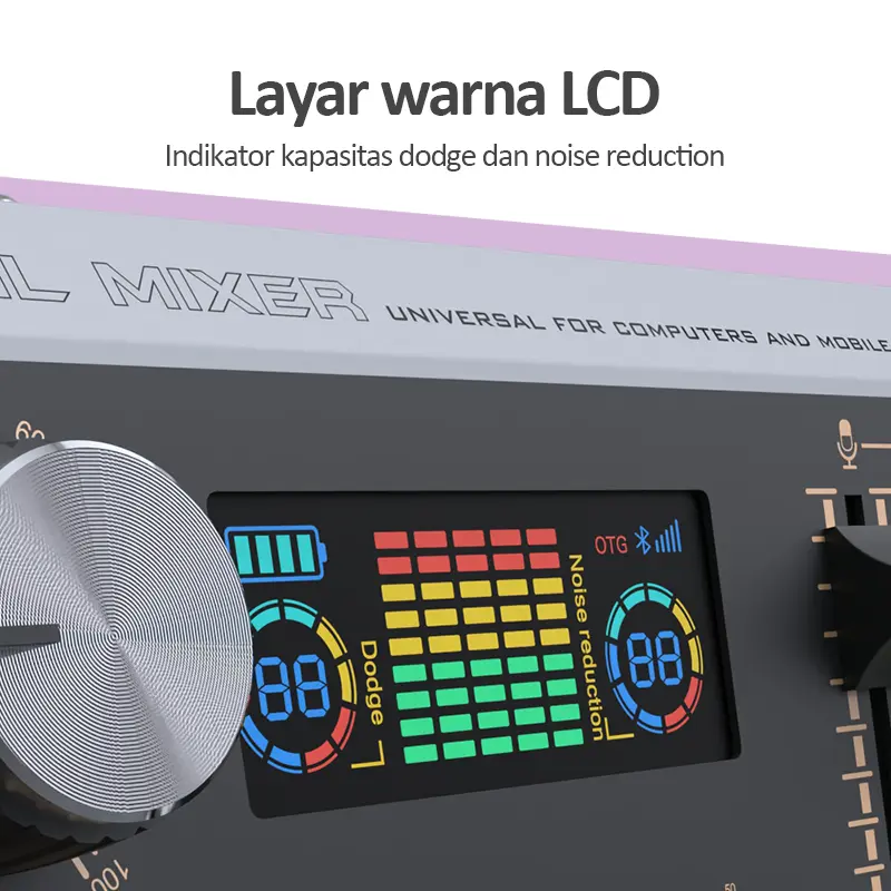 MUSIX X9 Sound card + F22 mikrofon dudukan kantilever mixer langsung profesional tekstur logam dan tampilan layar LCD 48V Kartu suara X9 merekam karaoke 5