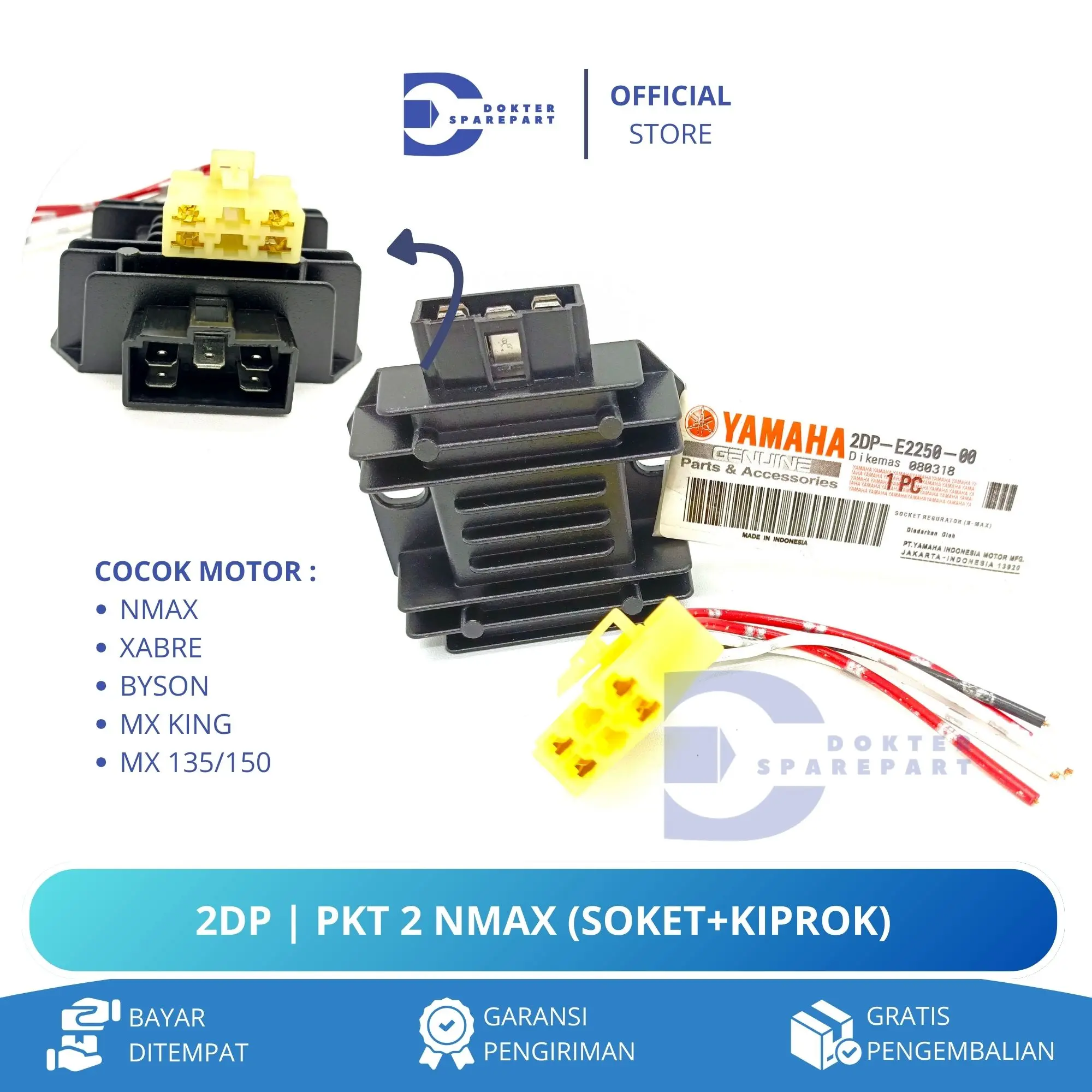 2DP PKT 2 HEMAT REGULATOR KIPROK + SOKET NMAX / XABRE / BYSON / JUPITER / MX KING / REC COMP