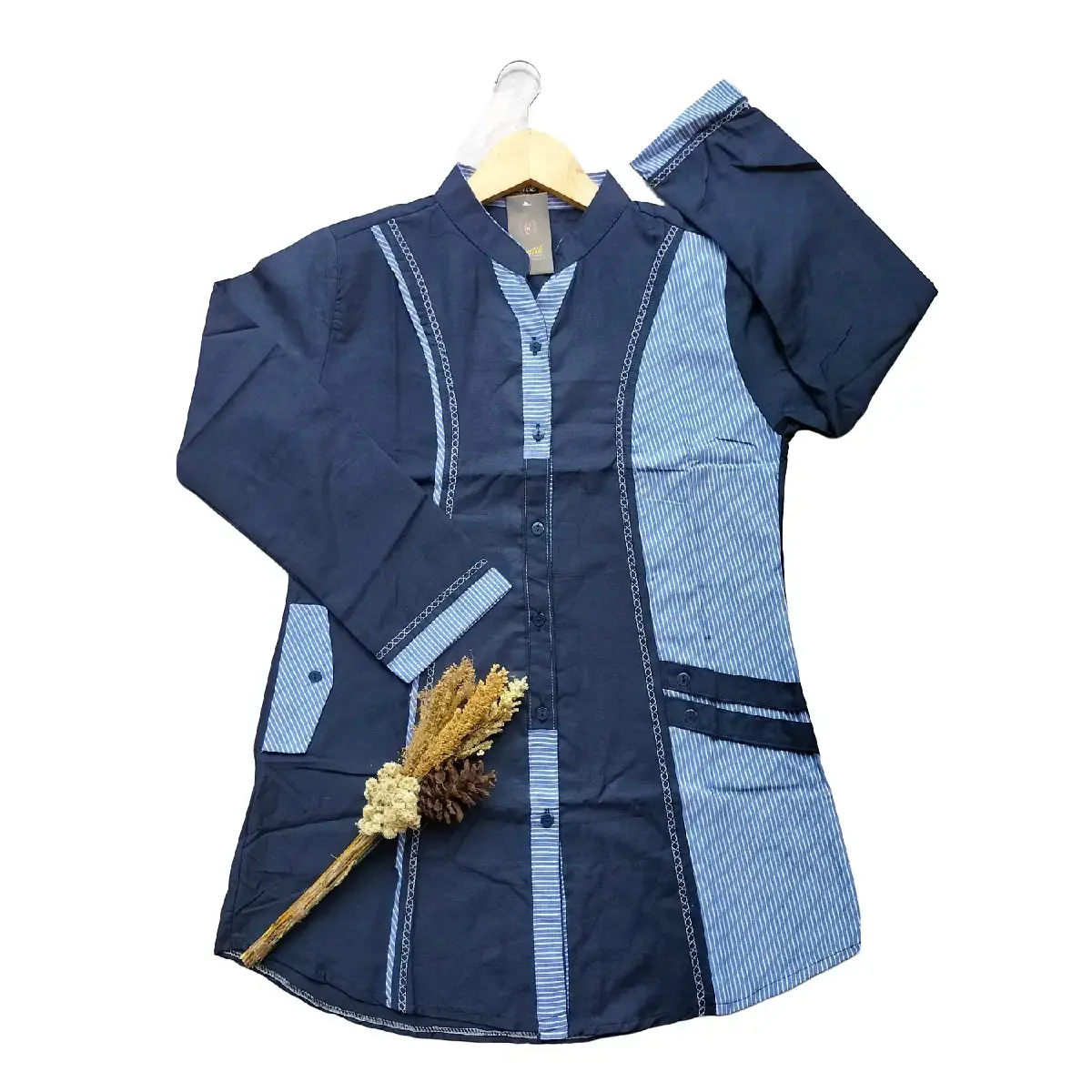 One Set Atasan Asri Panjang Santri Santai Polos Katun