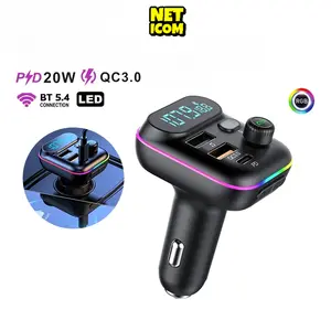 NETICOM Car Bluetooth MP3 Player Fast Charging Wireless Audio Receiver Car Charger LED FM&Calling Transmitter Original
