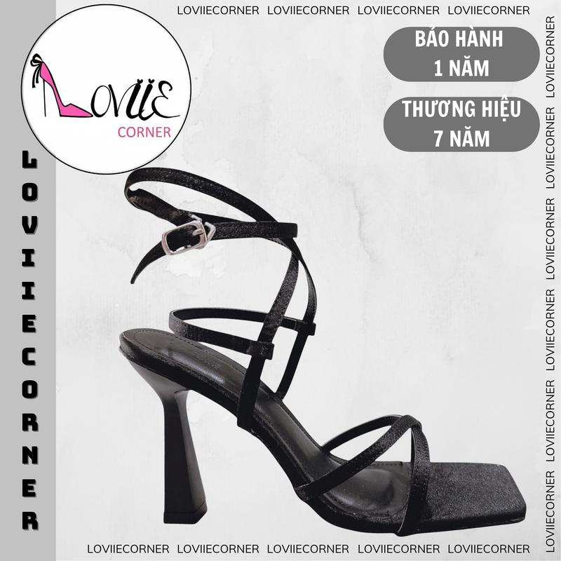 LOVIIECORNER - GIÀY CAO GÓT NỮ  MŨI VUÔNG - GUỐC NỮ PHONG CÁCH HIỆN ĐẠI QUAI ĐAN CHÉO  GÓT CHỮ S - GIÀY SANDAL CAO GÓT NỮ THỜI TRANG GÓT TRỤ LOE 9 PHÂN cho - G250725 - G250441