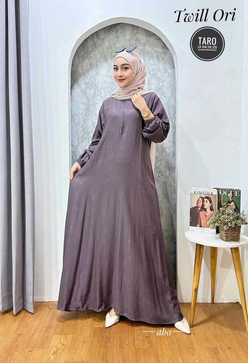 Product Introduction of gamis polos twil ori dress panjang busui tali samping Muslim Twill Kancing Cantik Karet Wudhu Kain Lembut Tebal Kerah Motif Wanita Rayon Katun Mewah Baju Maxi 6