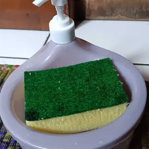 Tempat Sabun Cair Cuci Piring Bentuk Bulat Soap Pump Dispenser 2in1 1000ml + Sponge Wadah Sabun MURAH MERIAH