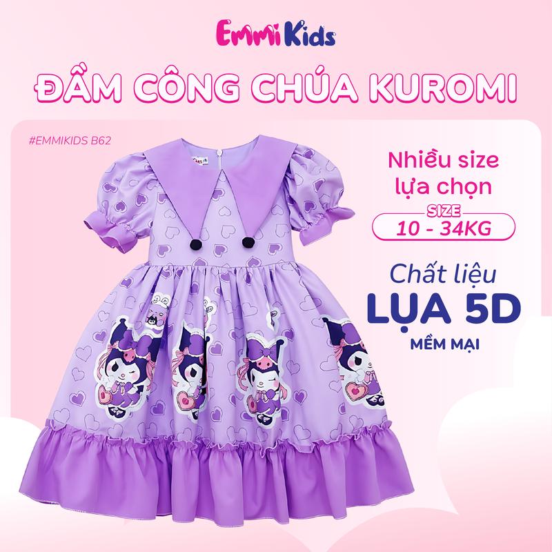   EMMIKids  Váy Lolita Kuromi B62 cho bé gái phù hợp cho lễ Giáng Sinh hoặc mặc hàng ngày Size 2-12 