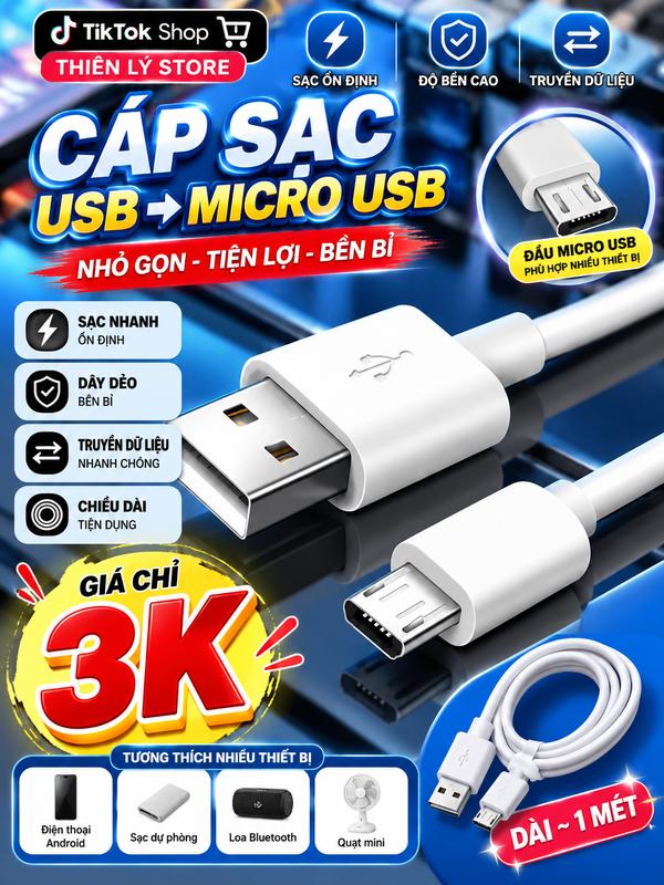 cáp sạc micro-usb mới chưa qua sử dụng