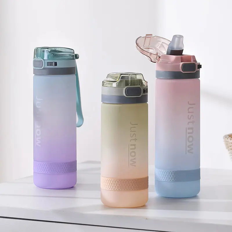 500ml/600ml new fashion water bottle with straw BPA free portable cute outdoor sports drinking plastic bottle eco-friendly