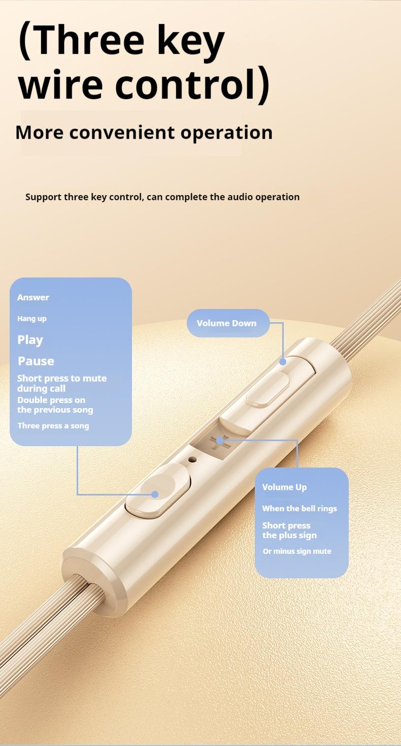P15 Headset Kabel HIFI Stereo, Earphone Wired Tipe-C & 3.5mm, Earbuds dengan Mikrofon, Headphone Suara Jernih untuk HP