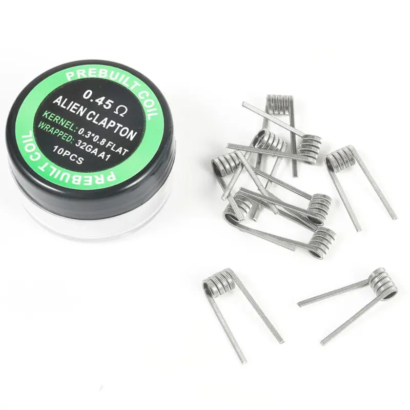 Cuộn dây Alien Clapton xoắn, cuộn dây RDA, cuộn dây quấn sẵn, 10 cái / hộp, 0.45ohm, A1 6