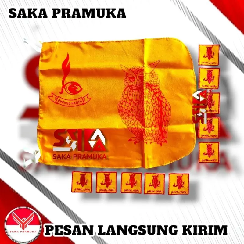 PAKET LENGKAP (1 BENDERA + 10 TANDA REGU) PRAMUKA PUTRA BURUNG HANTU 0