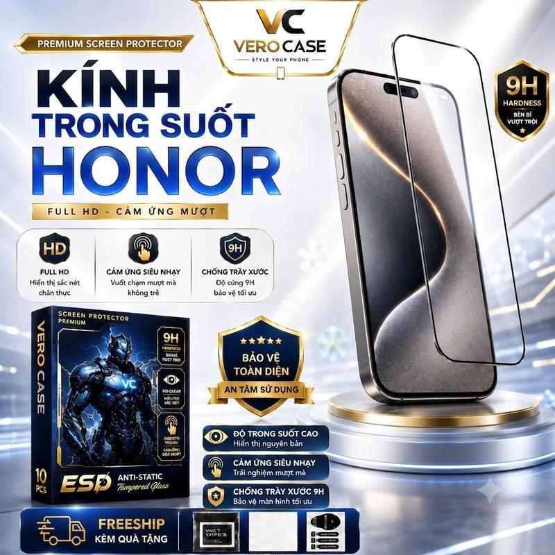 Kính cường lực cho honor play 10 9 8 9A 9C 9T 8T phủ nano chống xước cao cấp|…