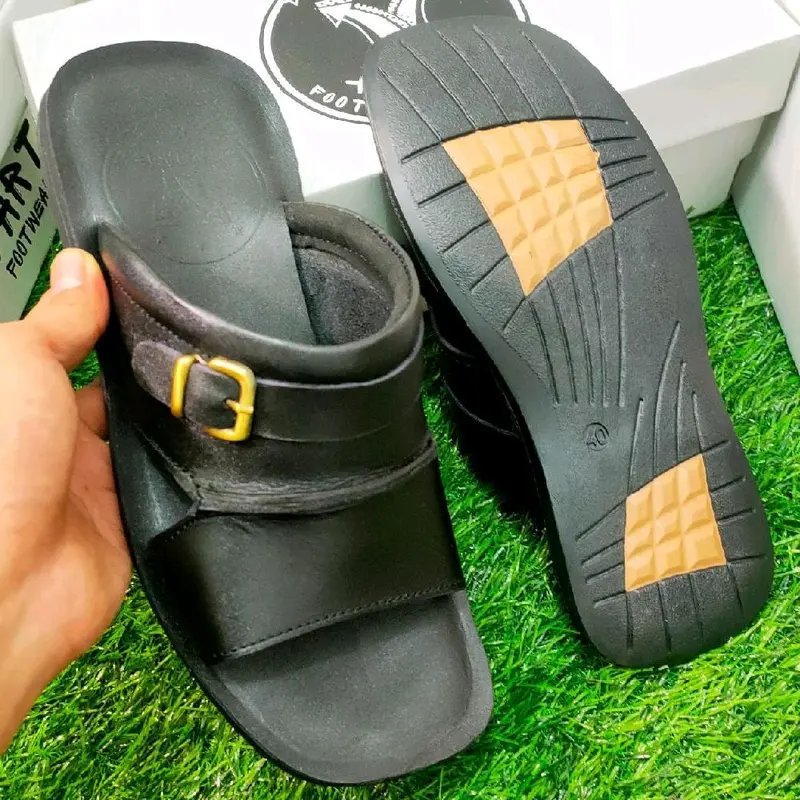 SANDAL YARTAFIE - SANDAL KULIT PRIA - KULIT SAPI ASLI 100% - YARTAFIE 007 ( PRODUKSI SENDIRI ) sandal selop kulit bp2 Sendal kasual Slop Slide Casual Slip On Fashion antislip standar cowok Gesper hitam outdoor 6
