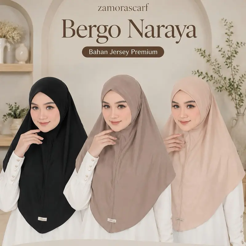 Bergo Naraya Hijab Instan Jersey Premium – Flowy & Nyaman