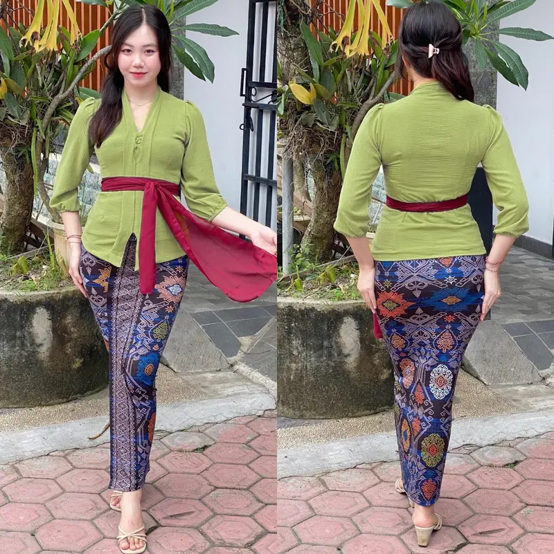 Laura one set/kamen mosecepe/kebaya airflow/bawahan wanita kekinian/atasan wanita kekinian Setelan modern bali satu 6