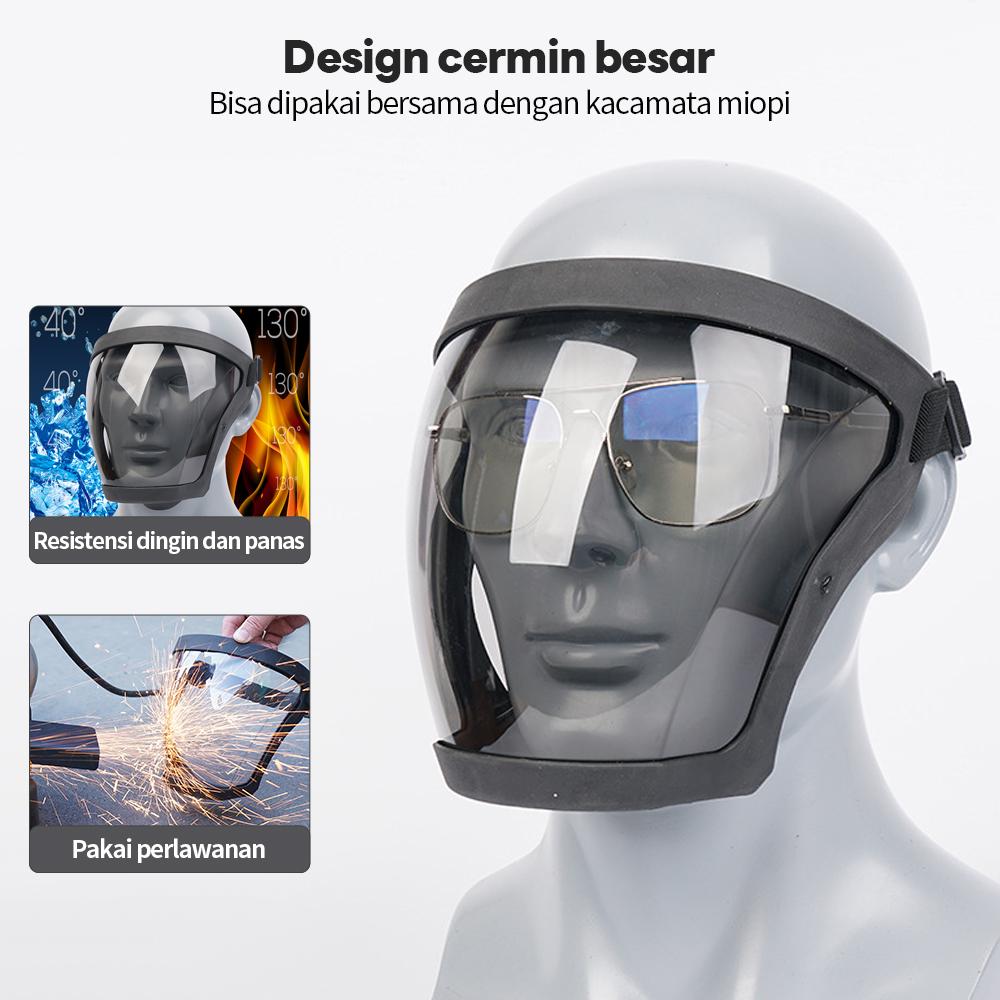 Pelindung Wajah Pelindung Wajah Penuh Masker Keselamatan Transparan Dengan Filter Tahan Percikan Minyak Penutup Kepala Anti-kabut Kacamata Pelindung Kerja Pelindung Wajah Pelindung Wajah Akrilik Topeng untuk bersepeda di luar ruangan Outdoor