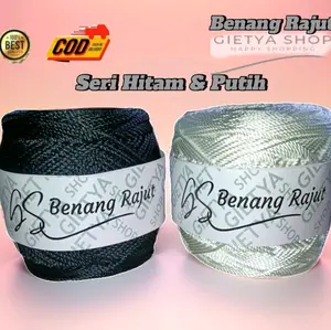 Benang Rajut Polyester Kilap & Dop Seri Warna Hitam & Putih Asli | Benang Rajut | Rajut | Benang
