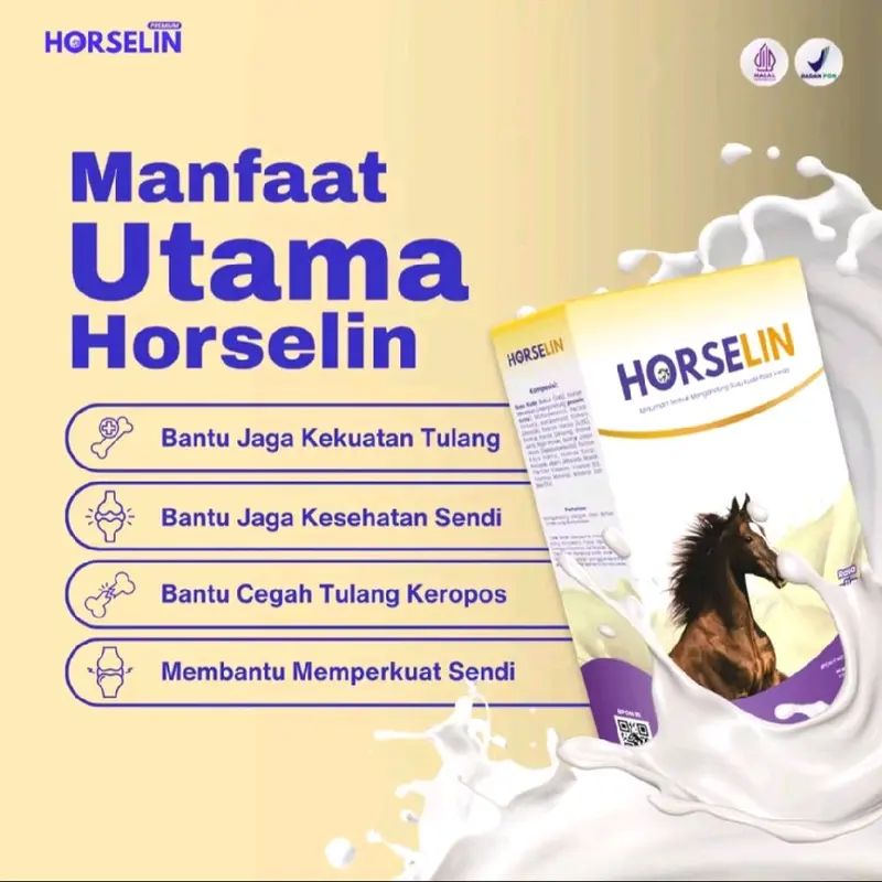 Susu Kuda Horselin 200 Gram Kuatkan Tulang Lansia Nutrisi Tinggi Kalsium Untuk Sendi & Asam Urat Alami Milk Dairy 6