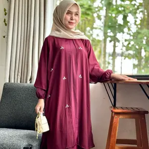 Marwah abaya (exclusive series) dress tanpa hijab  bahan sabrina anti uv mix ceruty Muslim Syari Payet Mewah