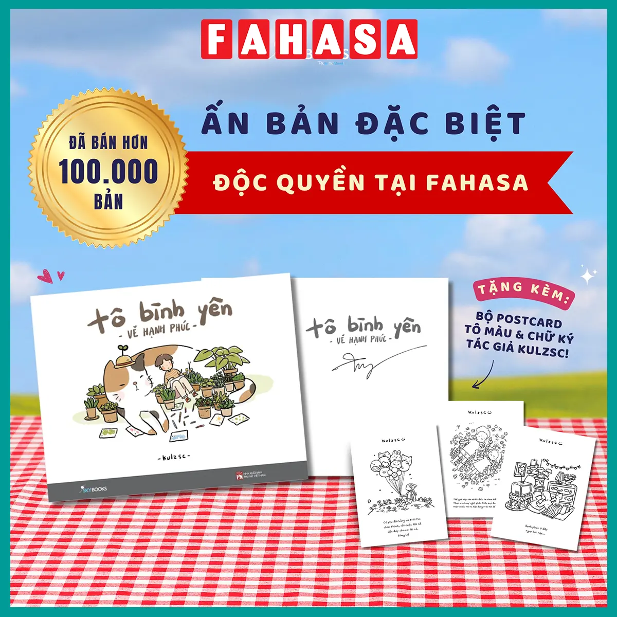 Sách Tô Màu - Tô Bình Yên Vẽ Hạnh Phúc - Bản Đặc Biệt - Tặng Kèm Chữ Ký Tác Giả + Bộ 3 Postcard - Độc Quyền Fahasa