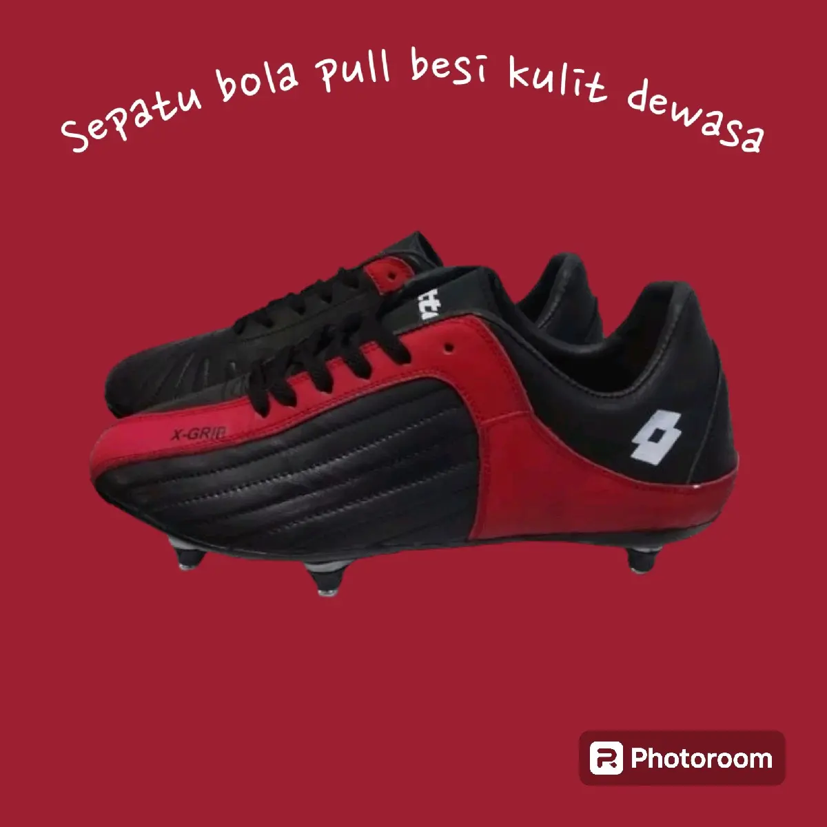 Sepatu Bola Kulit Pull Besi Dewasa (Dijahit dan Dipaku)