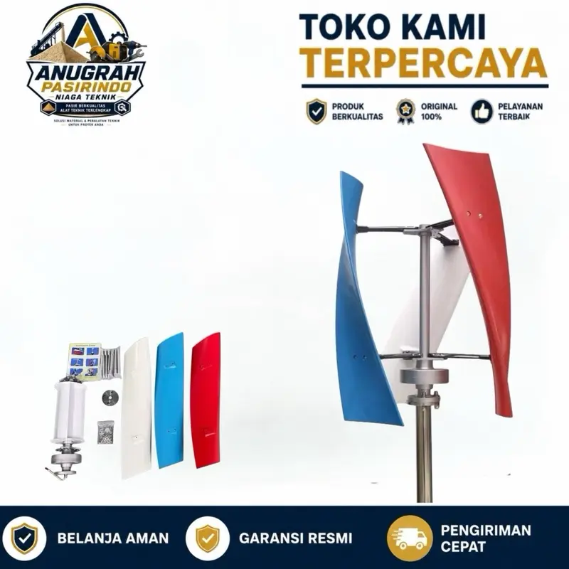 Wind Turbine Vertical Axis VAWT Turbin Angin 3000-5000 Watt 12V 24V 48Volt - 3000 Watt 12V
