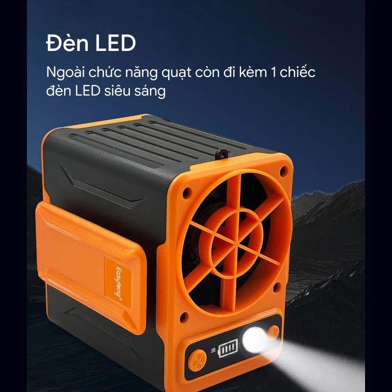 Quạt tích điện kẹp thắt lưng 4 tốc độ gió siêu mạnh kiêm sạc dự phòng và đèn pin siêu sáng, Quạt kẹp hông công suất lớn, Quạt điều hoà, Quạt đeo thắt lưng, Quạt đeo cổ 6