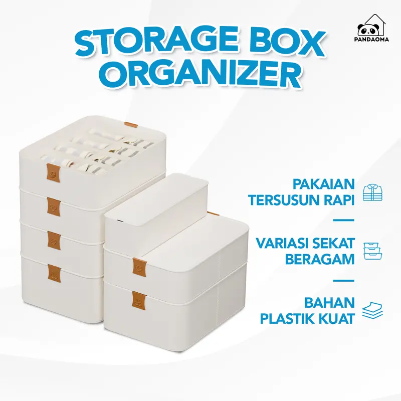 Pandaoma Storage Box Underwear Pembatas Laci Pakaian Dalam Kaos Kaki Plastik Kuat Variasi Sekat Beragam