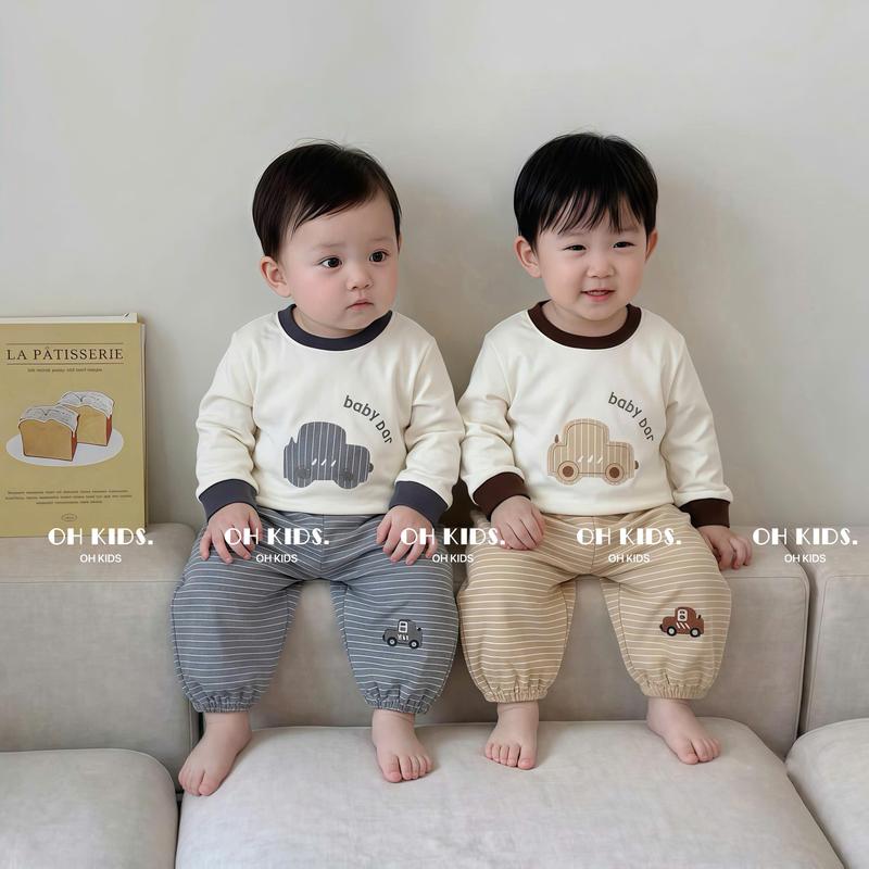 Sét Bộ Quần Áo Hoạt Hình Dài Tay Thu Đông Dành Cho Bé Trai Size 8-20kg Chất Liệu Thun Cotton Mềm Mịn Thoáng Mát