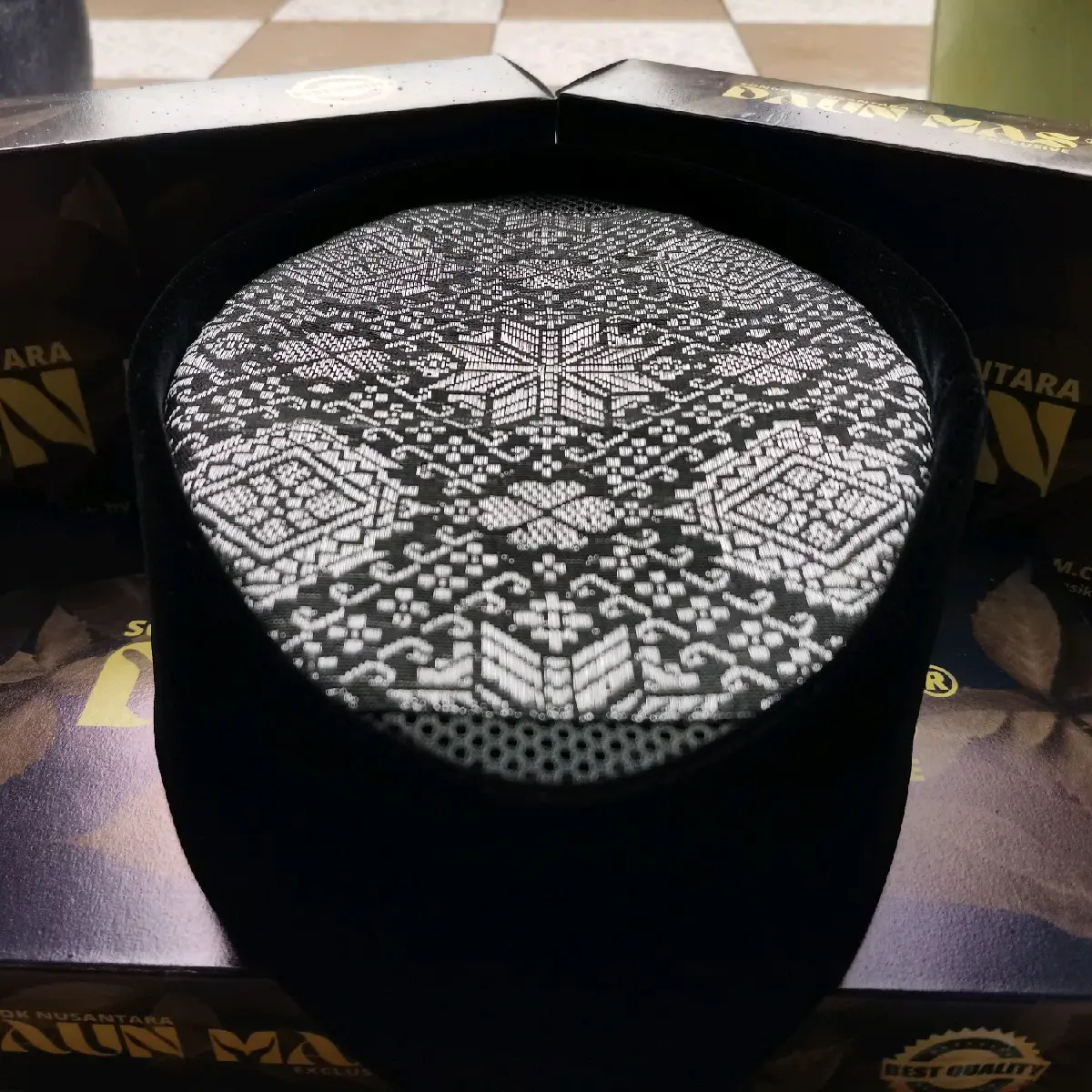 Songkok AC Kain Songket silver dan Bludru Model Batik Motif Tinggi 7-10cm
