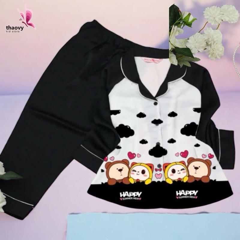 [10-57Kg] Bộ Pijama Gấu Dâu Chấm Bi" dài Vải Lụa Cao Cấp, Mềm Mịn Mát, Thấm Hút Mồ Hôi Tốt - ThaoVySleepwear Women Nữ - Xanh Rêu Đỏ Hồng Tím - Quần Áo Ngủ Pijama Nữ - Bé Gái - Bộ Ngủ Lụa Đồ Bộ Mặc Nhà Homewear Sleepwear Không Nhăn Co Giãn Không Xù